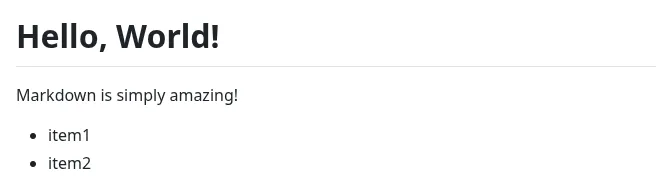 Markdown to HTML output example