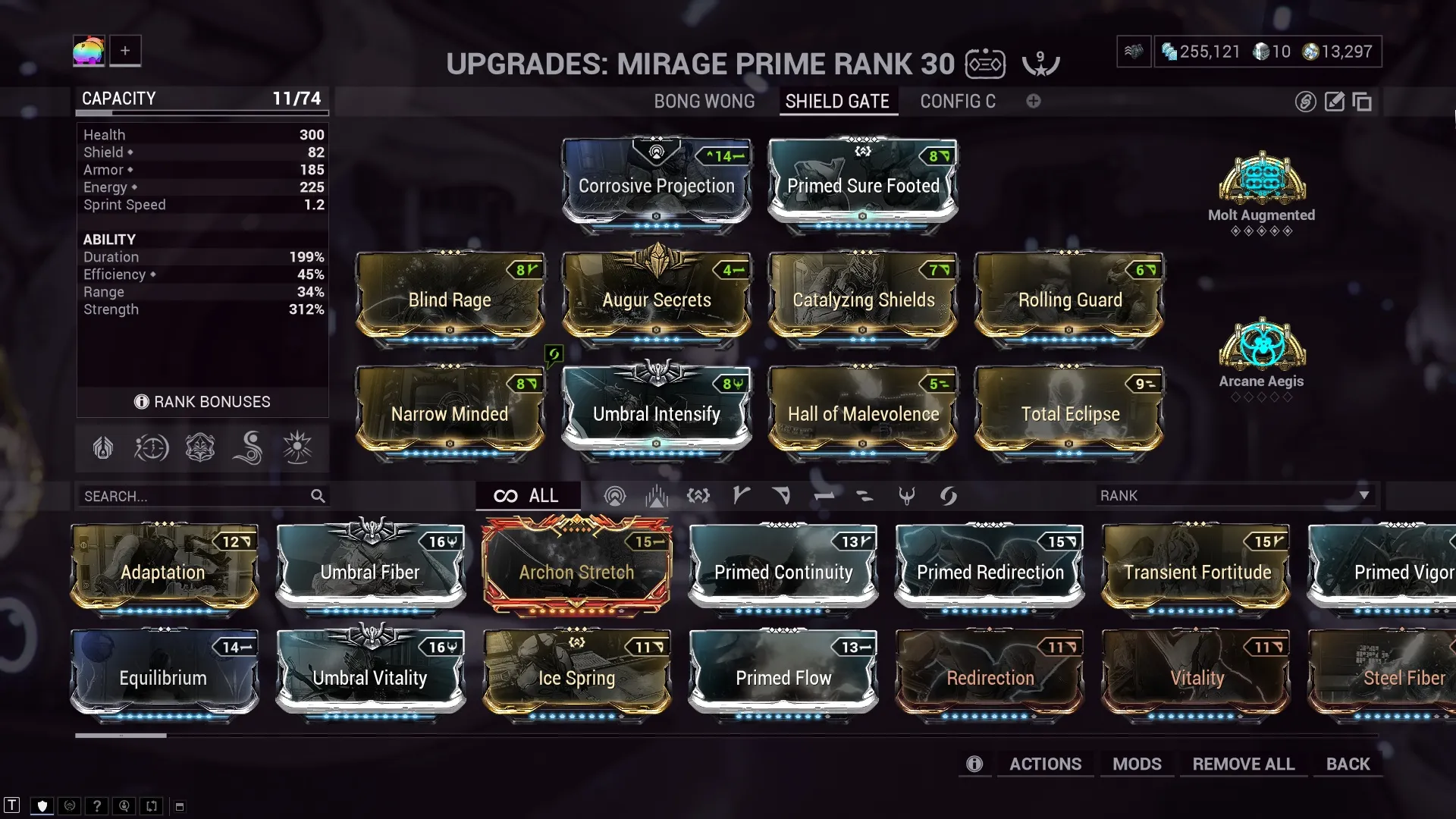 Mirage Prime build mods